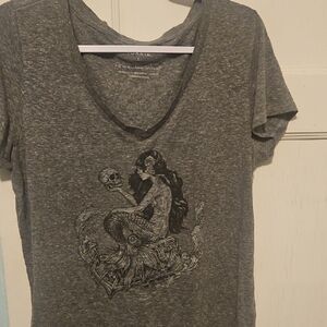Heather Gray Mermaid Graphic V-Neck Tee